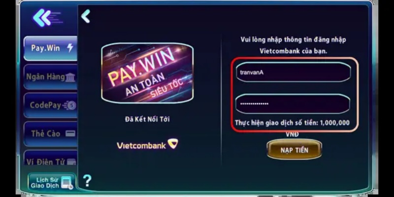 Nạp tiền qua pay.win